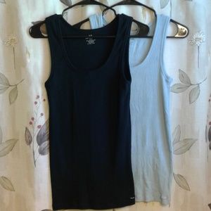 2-Calvin Klein Ribbed Tank Tops, Size M